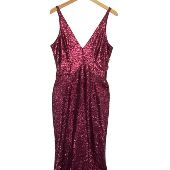 DRESS THE POPULATION Women’s Harper Berry Sequin Mermaid Gown XL - Picture 4 of 6